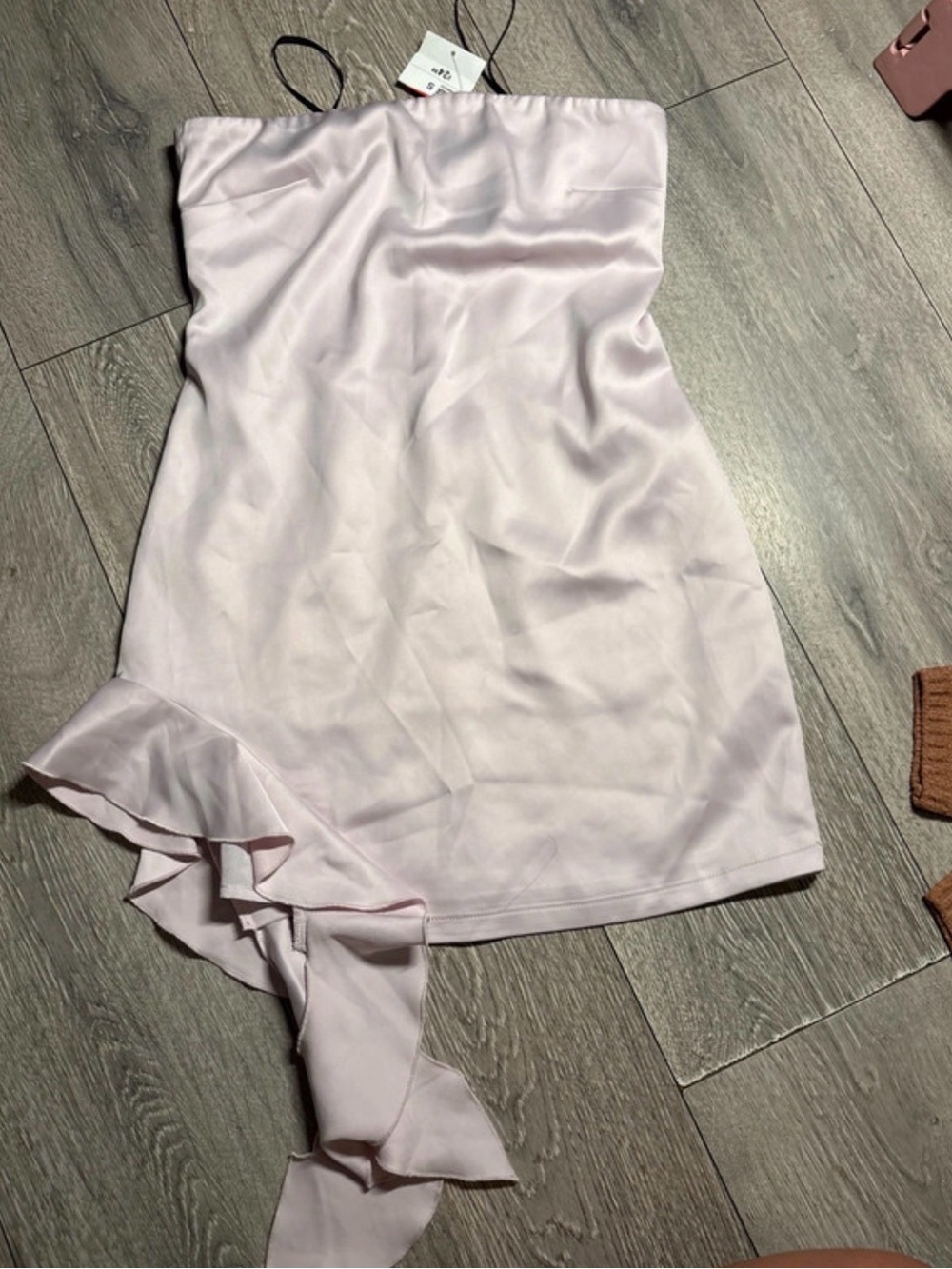 Forever 21 Pale Lilac Strapless Ruffle-Hem Mini Dress
